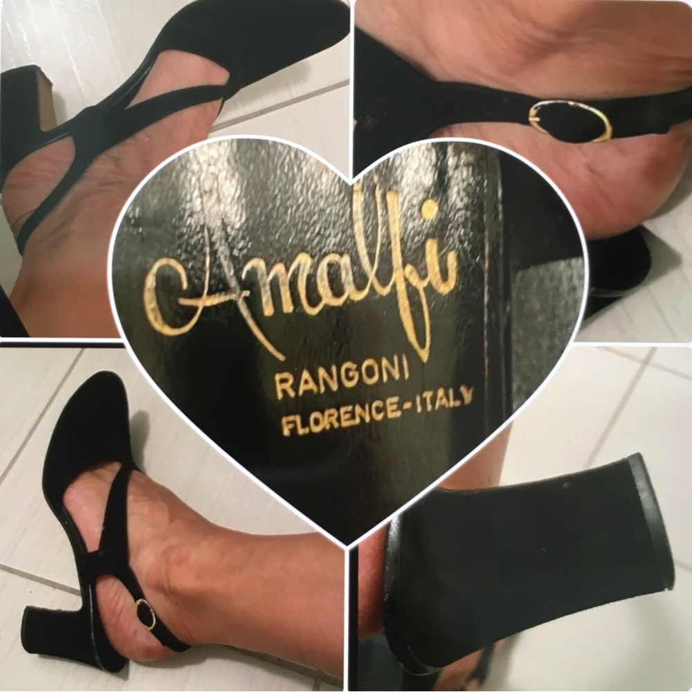 Amalfi Rangoni Black leather sling back shoes